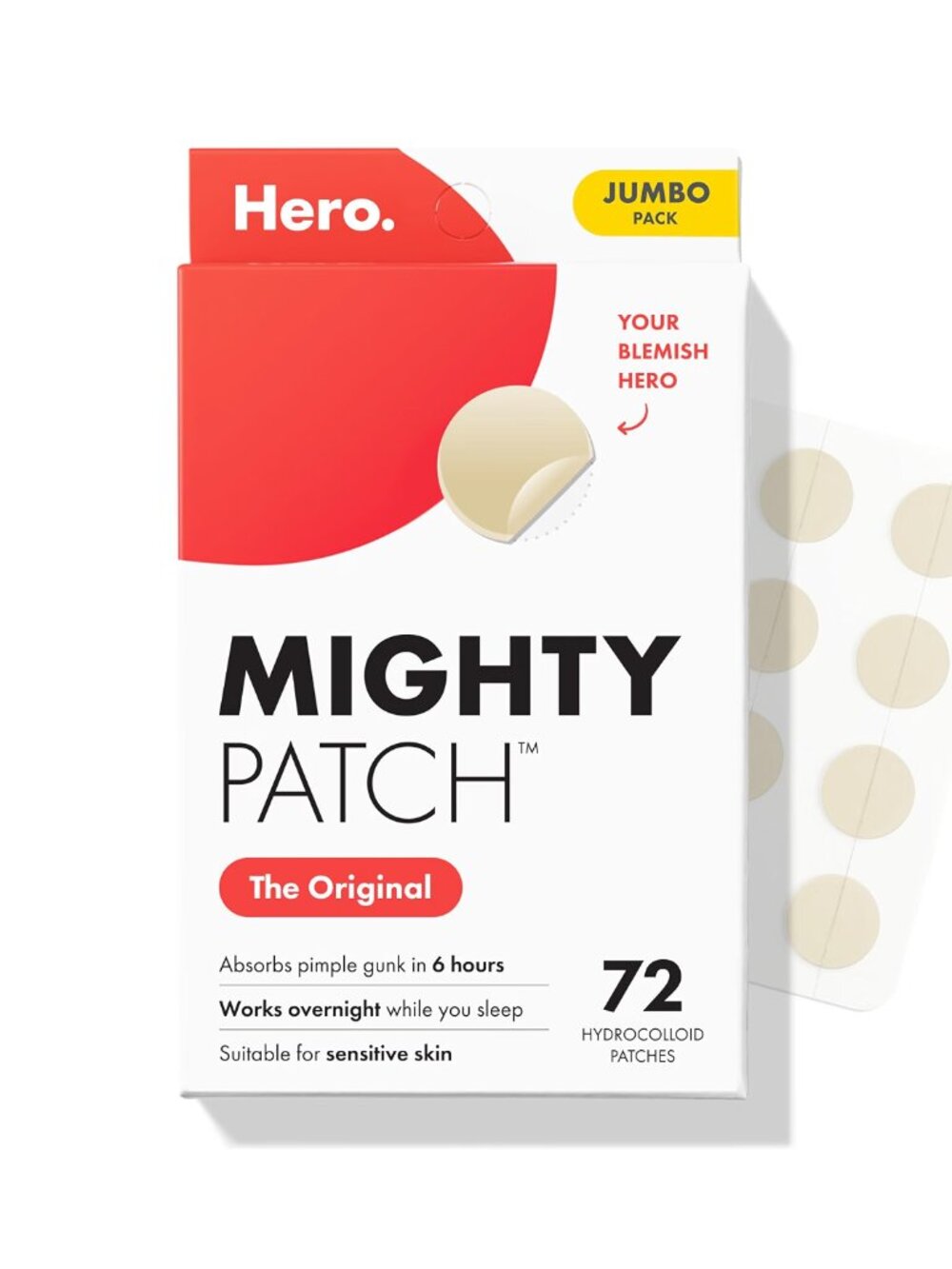 Hero Cosmetics Mighty Patch Original Nighttime Acne Pimple Patches - 72 Ct